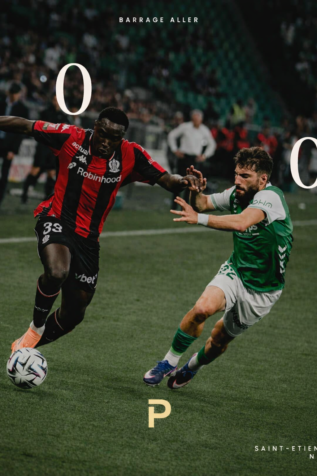 Le match aller des barrages entre Saint‑Étienne et Nice